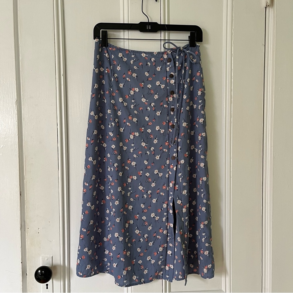Urban Outfitters blue floral midi skirt
